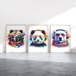 Animal Gaming Artwork - Set Of 3 Gamer Prints - Boys Bedroom Decor Video Game Room Wall Art Poster Pictures - thumbnail 1