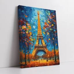 Eiffel Tower Paris France Abstract Oil Painting Van Gogh Wall Art, Framed Canvas Poster Print, Home Kitchen Office Room Decor, Gifts - thumbnail 2