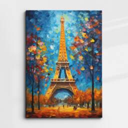 Eiffel Tower Paris France Abstract Oil Painting Van Gogh Wall Art, Framed Canvas Poster Print, Home Kitchen Office Room Decor, Gifts - thumbnail 3