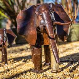 Recycled Metal Elephant Garden Sculpture. Safari Statue. Handmade Elephant. Outdoor Decor. Gift - thumbnail 3