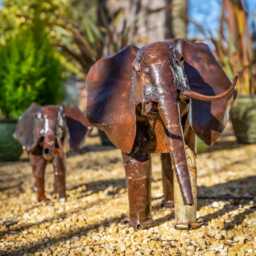 Recycled Metal Elephant Garden Sculpture. Safari Statue. Handmade Elephant. Outdoor Decor. Gift - thumbnail 4