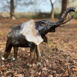 Recycled Metal Elephant Garden Sculpture. Safari Statue. Handmade Elephant. Outdoor Decor. Gift