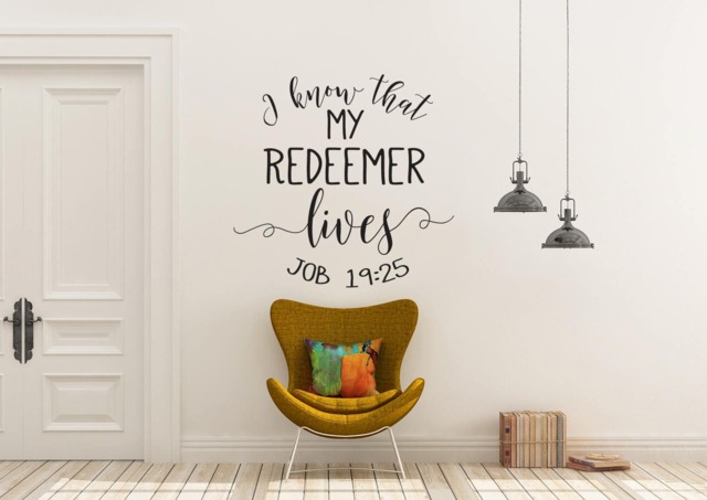 "Vinyl Wall Decal ""I Know That My Redeemer Lives. Job 1925" - image 1