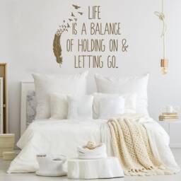 Inspirational Quote Wall Decal Life Balance, Feather & Birds, Motivational Gift #211 - thumbnail 1