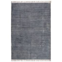 Handwoven Cotton Dhurrie Rug, Black Grey Kilim, Boho Farmhouse Tassel Carpet - thumbnail 3