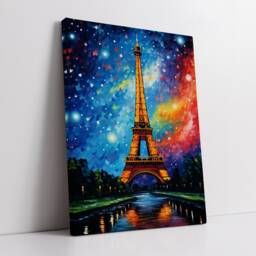 Eiffel Tower Paris France Europe Travel Abstract Oil Modern Painting Wall Art, Framed Canvas Poster Print Home/Office Room Decor, Gifts - thumbnail 2