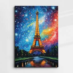 Eiffel Tower Paris France Europe Travel Abstract Oil Modern Painting Wall Art, Framed Canvas Poster Print Home/Office Room Decor, Gifts - thumbnail 3