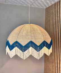 Boho Fringe Chandelier, Burlap Tassel Pendant Light