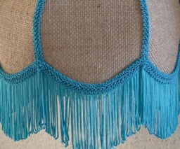 Boho Fringe Chandelier, Burlap Tassel Pendant Light - thumbnail 4