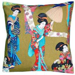 Japanese Kimono Lady Cushion Cover Floral Asian Decorative Pillow - thumbnail 2