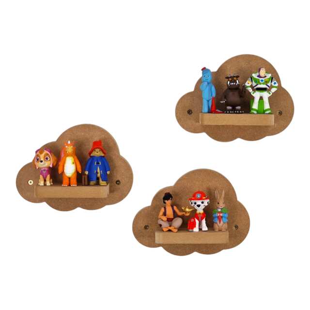 Cloud Shaped Set Of Shelves Suitable For Tonie's, Wall Mounted Unpainted Mdf Kids Room D??cor, Display Shelf Tonie Figures - image 1