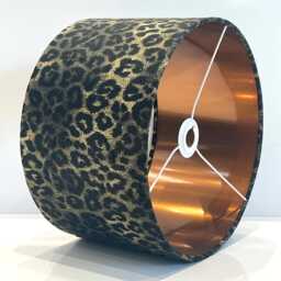 Handmade By Order Luxury Bronze Effect Leopard Cheetah Animal Print On Velvet Drum Lamp Shade Pendant Light All Shapes & Sizes - thumbnail 3