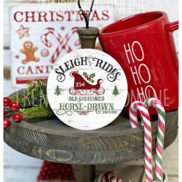Old Fashioned Sleigh Ride Round Ornament Christmas Tree Decoration Horse Drawn - thumbnail 2