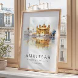 Amritsar Travel Print, Golden Temple Punjab Poster, India Wall Art, Sri Harmandir Sahib, Gifts - thumbnail 3