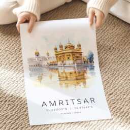 Amritsar Travel Print, Golden Temple Punjab Poster, India Wall Art, Sri Harmandir Sahib, Gifts - thumbnail 2