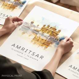 Amritsar Travel Print, Golden Temple Punjab Poster, India Wall Art, Sri Harmandir Sahib, Gifts - thumbnail 1