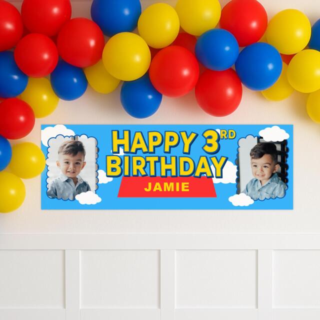 Personalised Birthday Banner - Toy Land - Custom Name & Photo Toy-Inspired Colourful Cartoon Style Party Decor For Kids - image 1