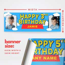 Personalised Birthday Banner - Toy Land - Custom Name & Photo Toy-Inspired Colourful Cartoon Style Party Decor For Kids - thumbnail 3