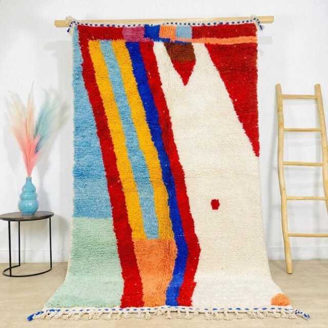 Moroccan Multicolor Berber Rug, Boho Nursery Handwoven Wool Shag Authentic Beni Ourain Carpet, Large Area Rug - image 1