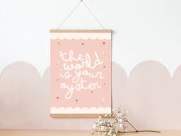 Pretty The World Is Your Oyster Print. Positive Affirmation Wall Art For Girls Rooms, Playrooms & Nurseries - Print Only - thumbnail 1