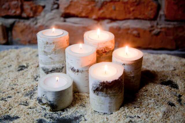 Natural White Birch Wood Candle Holders - Set Of 6 Heights, , Rustic Wedding Decor, Home Country Wedding, Christmas Decor - image 1