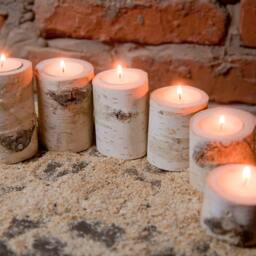 Natural White Birch Wood Candle Holders - Set Of 6 Heights, , Rustic Wedding Decor, Home Country Wedding, Christmas Decor - thumbnail 3