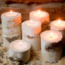 Natural White Birch Wood Candle Holders - Set Of 6 Heights, , Rustic Wedding Decor, Home Country Wedding, Christmas Decor - thumbnail 2
