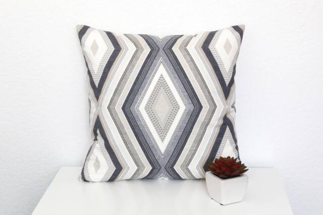 Geometric Pillow Cover, Small Grey Cotton Cushion Cover 10x10 Inch - image 1