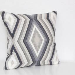 Geometric Pillow Cover, Small Grey Cotton Cushion Cover 10x10 Inch - thumbnail 2