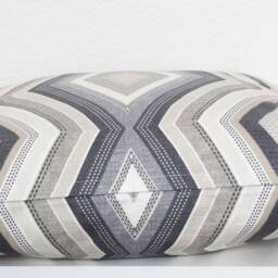 Geometric Pillow Cover, Small Grey Cotton Cushion Cover 10x10 Inch - thumbnail 3