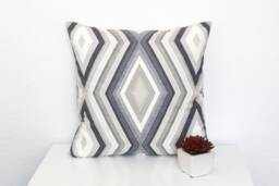 Geometric Pillow Cover, Small Grey Cotton Cushion Cover 10x10 Inch - thumbnail 1