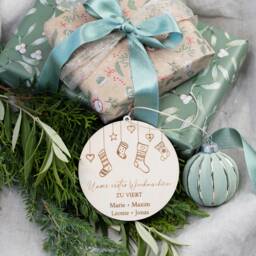 Personalized Wooden Pendants, Our First Christmas To 2, 3, 4, 5, Tree Pendants With Names, Family Bauble Made Of Wood - thumbnail 3