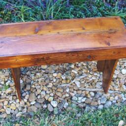 Primitive Rustic Cedar Wooden Bench, Kitchen Bench, French Country Bench, Shabby Chic Bench - thumbnail 2