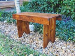 Primitive Rustic Cedar Wooden Bench, Kitchen Bench, French Country Bench, Shabby Chic Bench - thumbnail 1