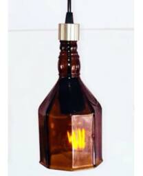 Hanging Pendant Lamp - Amber Indian Whiskey Bottle Pendant Light