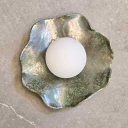 Handmade Ceramic Wall Sconce Turquoise Dot Glaze, Modern Light Fixture - thumbnail 4