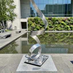Abstract Metal Sculpture Silver Handcrafted Luxury Modern Home Decor, Indoor, Outdoor - thumbnail 2