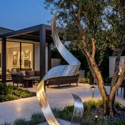 Abstract Metal Sculpture Silver Handcrafted Luxury Modern Home Decor, Indoor, Outdoor - thumbnail 4