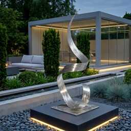 Abstract Metal Sculpture Silver Handcrafted Luxury Modern Home Decor, Indoor, Outdoor
