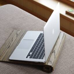 Ottoman Tray Wood Brown, Laptop Wood, Sofa Table, But First Coffee, Wood Macbook Stand, Wood End Table, Coffee Table - thumbnail 3
