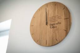 Clock Wood Wall Engraved Personalised Oak Unique Family Wedding Gift - thumbnail 1