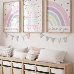Set Of 3 Sister Prints, Girls Affirmation Bedroom Decor, Wall Art, Nursery Quotes, Playroom Print - thumbnail 2
