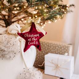 Christmas Tree Velvet Star Decoration, Personalised Bauble, Star, Bauble, 1St Bauble - thumbnail 2
