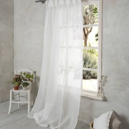 Linen Curtain-Linen Panel in White Color- Curtain With Three Pinch Pleated - Sheer Curtain Width 34'' - 86cm X Custom Length - thumbnail 3
