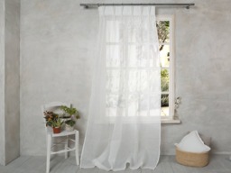 Linen Curtain-Linen Panel in White Color- Curtain With Three Pinch Pleated - Sheer Curtain Width 34'' - 86cm X Custom Length - thumbnail 1