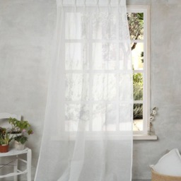Linen Curtain-Linen Panel in White Color- Curtain With Three Pinch Pleated - Sheer Curtain Width 34'' - 86cm X Custom Length - thumbnail 2