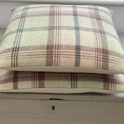 Handmade Tartan Plaid Cushion Cover Balmoral Sage Green Tweed Pillow Sham - thumbnail 3