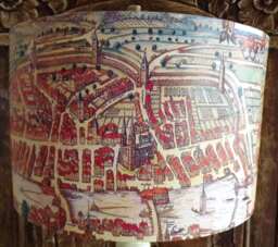 Medieval Map Lampshade Handmade Town & River Design - thumbnail 1