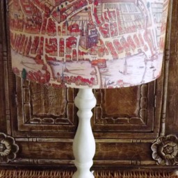 Medieval Map Lampshade Handmade Town & River Design - thumbnail 3