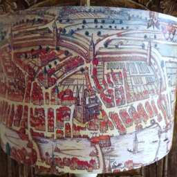 Medieval Map Lampshade Handmade Town & River Design - thumbnail 2